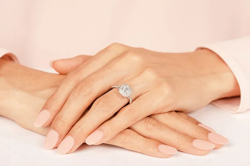 Double Halo Cushion Cut Lab-Grown Diamond Engagement Ring with 1.59 ct. (1.00 ct. center diamond)
