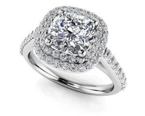 Double Halo Cushion Cut Lab-Grown Diamond Engagement Ring with 1.59 ct. (1.00 ct. center diamond)