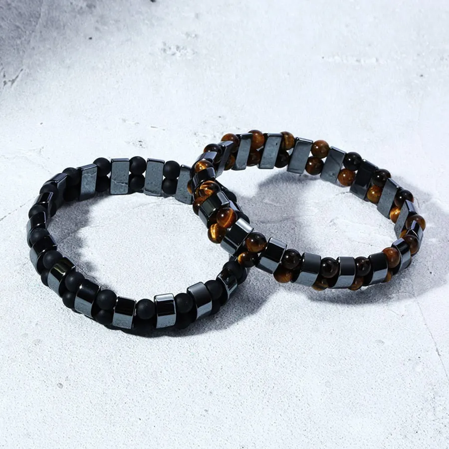 Double Hematite Tiger's Eye Bracelets