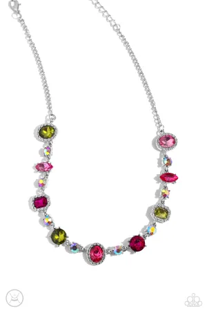 Dramatic Debut - Multi - Colorful and Iridescent Rhinestone Paparazzi Short Necklace