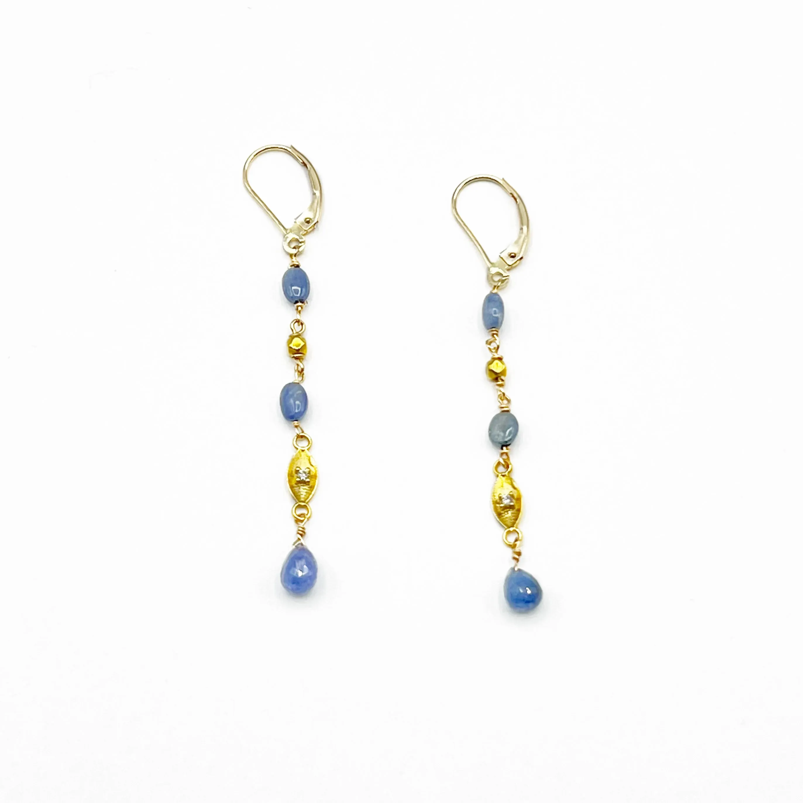 Dripping Sapphires and Diamonds Drop Earrings