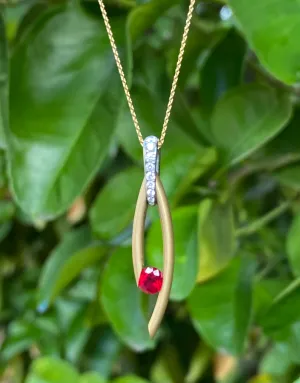 Drop Pendant & Earrings with Tension-set Rubies
