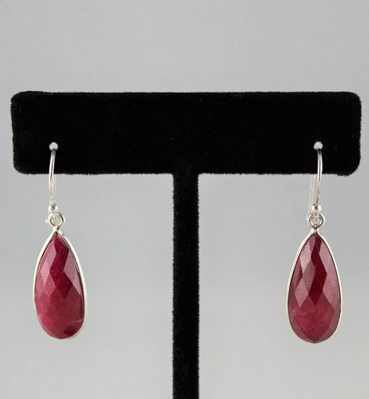Dyed Ruby Teardrop Earrings