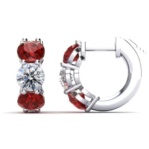 Earrings 14KW 2RD-0.32CT 4RUBY-0.72CT