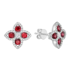 Earrings 18KW/2.6G 8RUBY-0.72CT 82RD-0.28CT