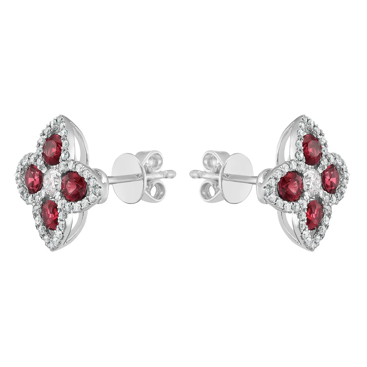 Earrings 18KW/2.6G 8RUBY-0.72CT 82RD-0.28CT