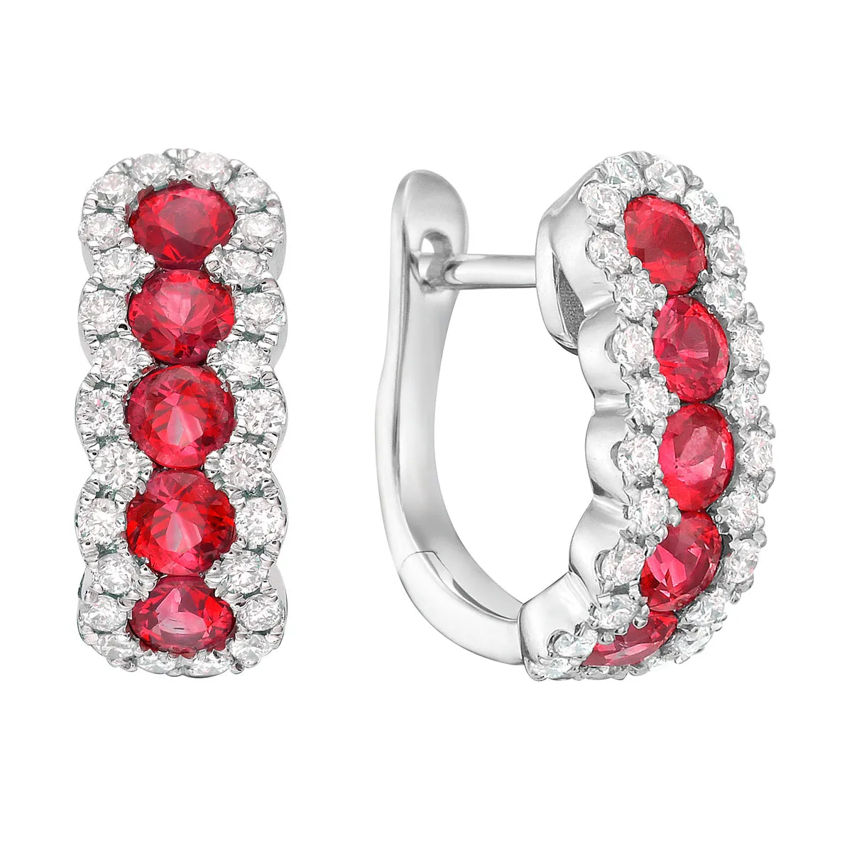 Earrings 18KW/3.5G 10RUBY-1.09CT 52RD-0.40CT