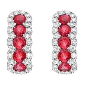 Earrings 18KW/3.5G 10RUBY-1.09CT 52RD-0.40CT
