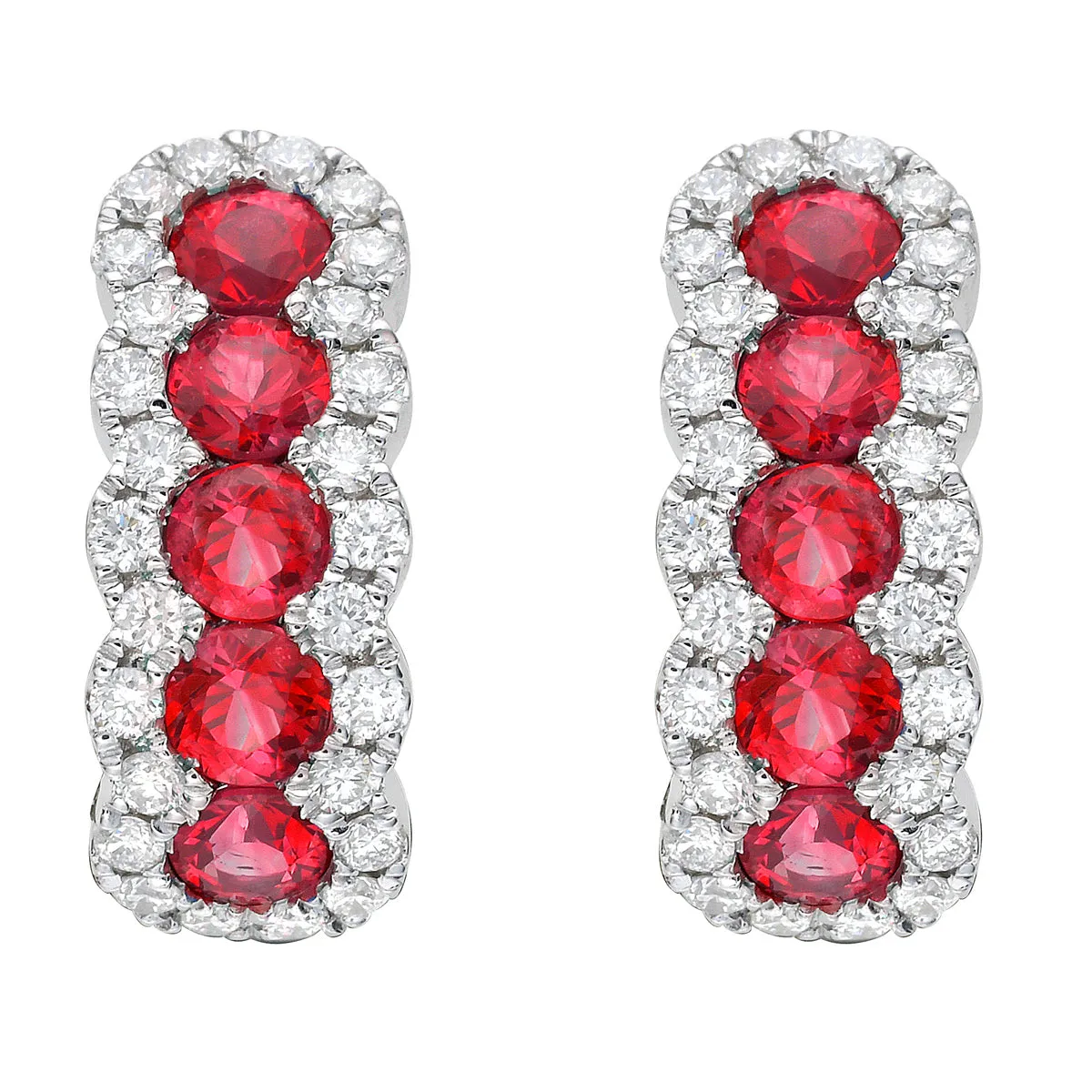 Earrings 18KW/3.5G 10RUBY-1.09CT 52RD-0.40CT