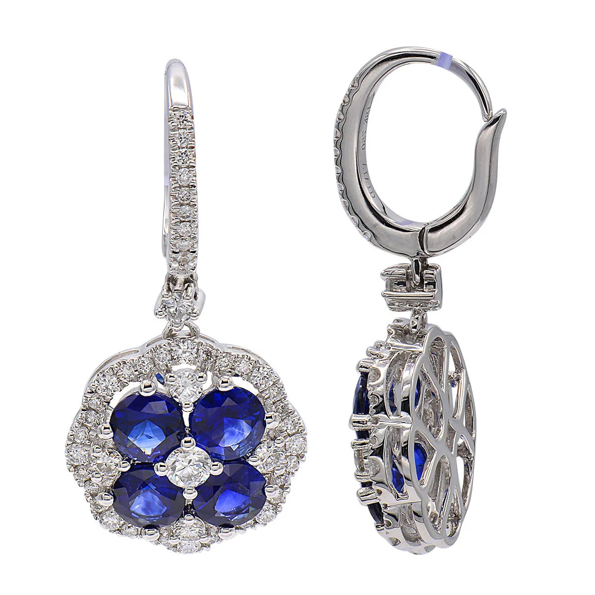 Earrings 18KW/6.4G 8SAPP-3.20CT 96RD-0.98CT