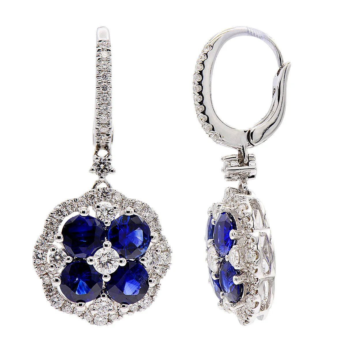 Earrings 18KW/6.4G 8SAPP-3.20CT 96RD-0.98CT
