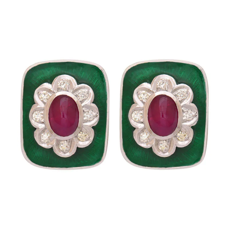 Earrings- Ruby And Diamond (enamel) (248AS)