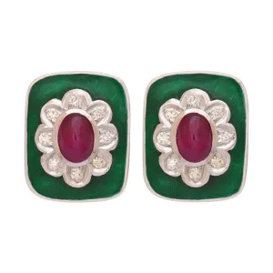 Earrings- Ruby And Diamond (enamel) (248AS)