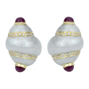 Earrings - Ruby And Diamond (Enamel)