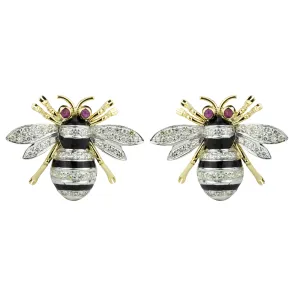 Earrings- Ruby And Diamond (enamel)