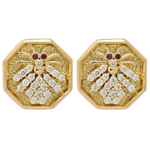 EARRINGS- RUBY AND DIAMOND IN GOLD