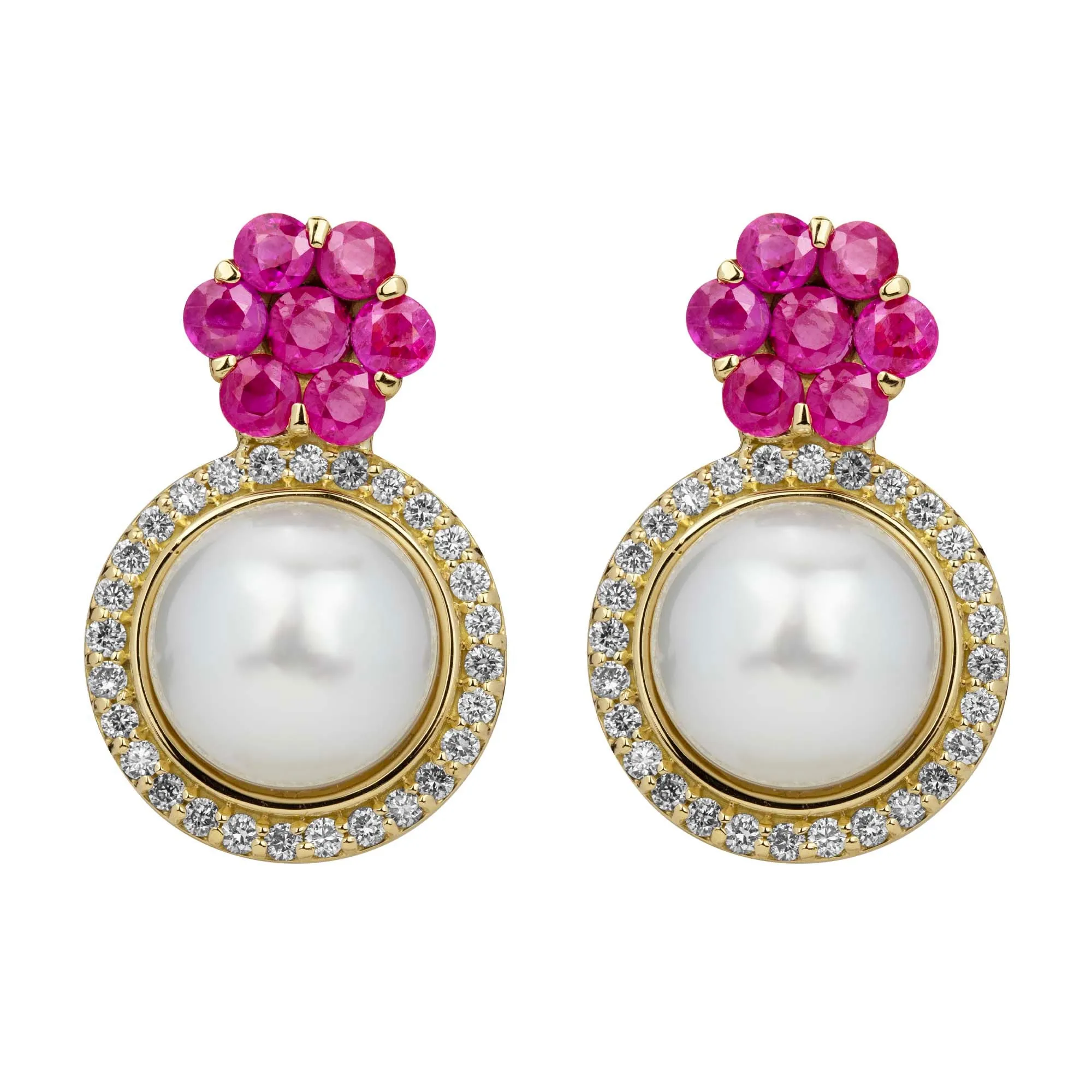 Earrings - Ruby, South Sea Pearl And Diamond (2384D)