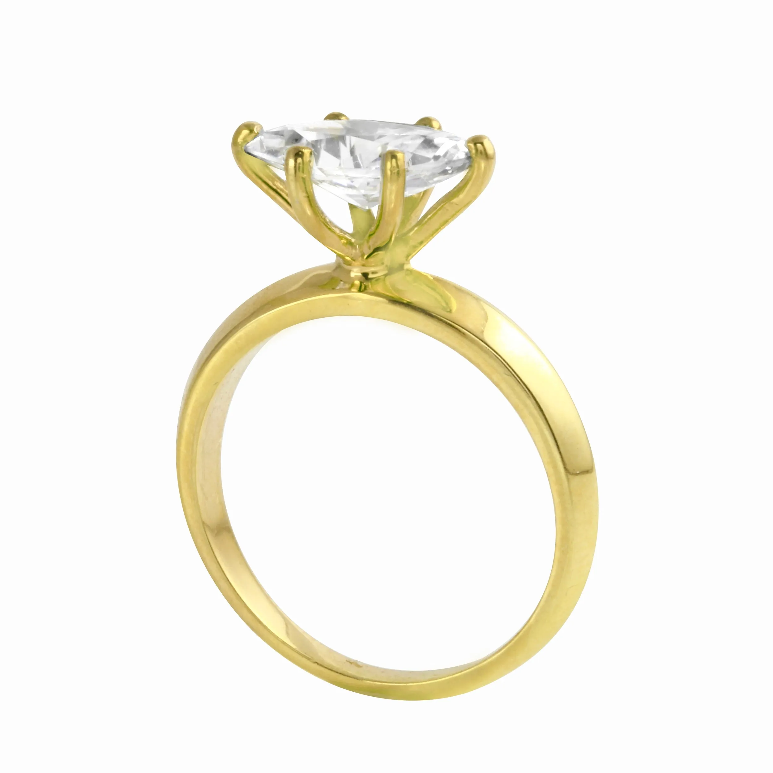 East-West Solitaire Marquise Diamond Wide Knife Edge Engagement Ring
