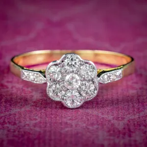 Edwardian Style Diamond Daisy Cluster Ring 0.70ct Of Diamond