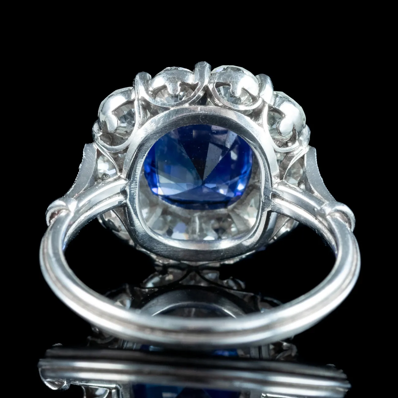 Edwardian Style Sapphire Diamond Cluster Ring 2.42ct Natural Sapphire