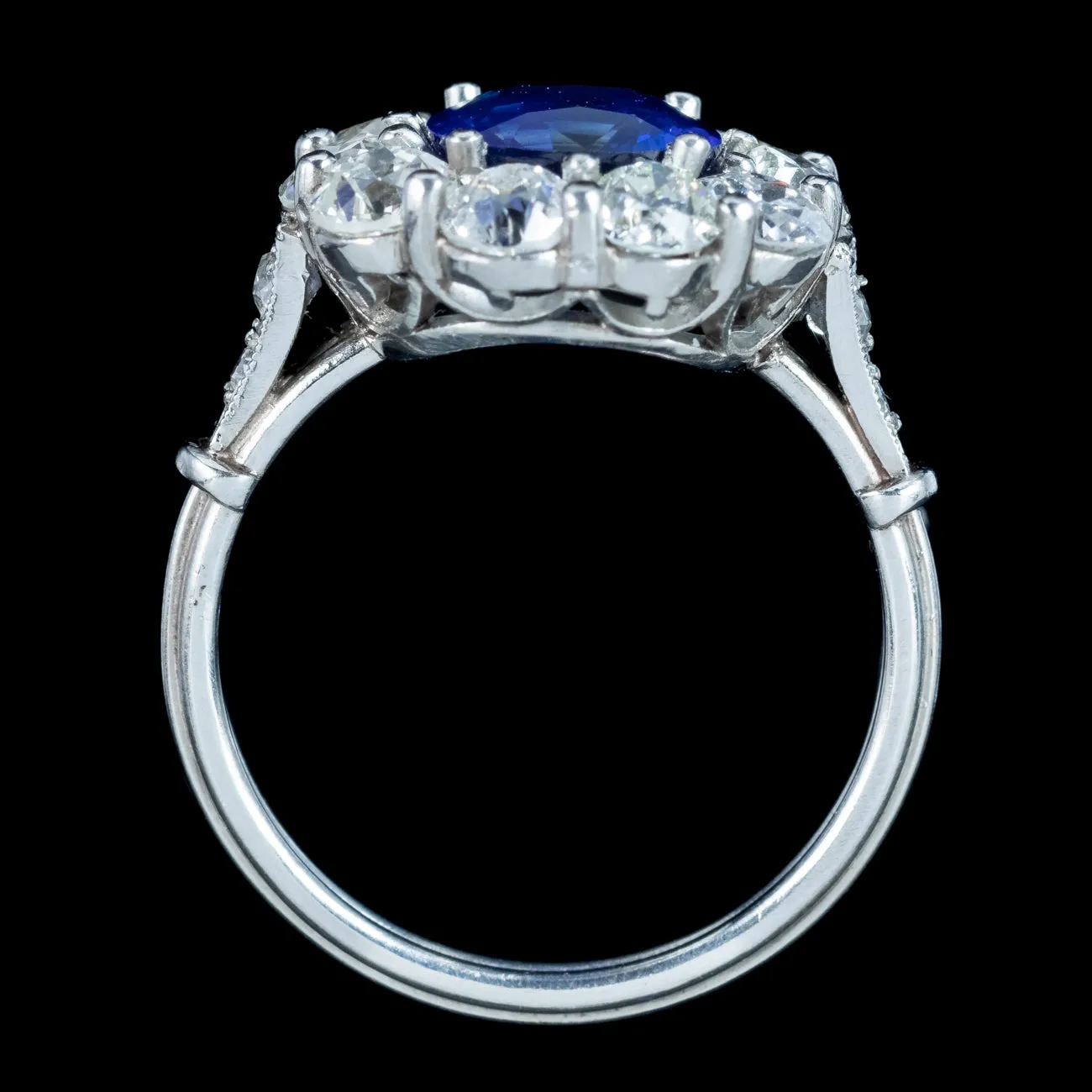 Edwardian Style Sapphire Diamond Cluster Ring 2.42ct Natural Sapphire