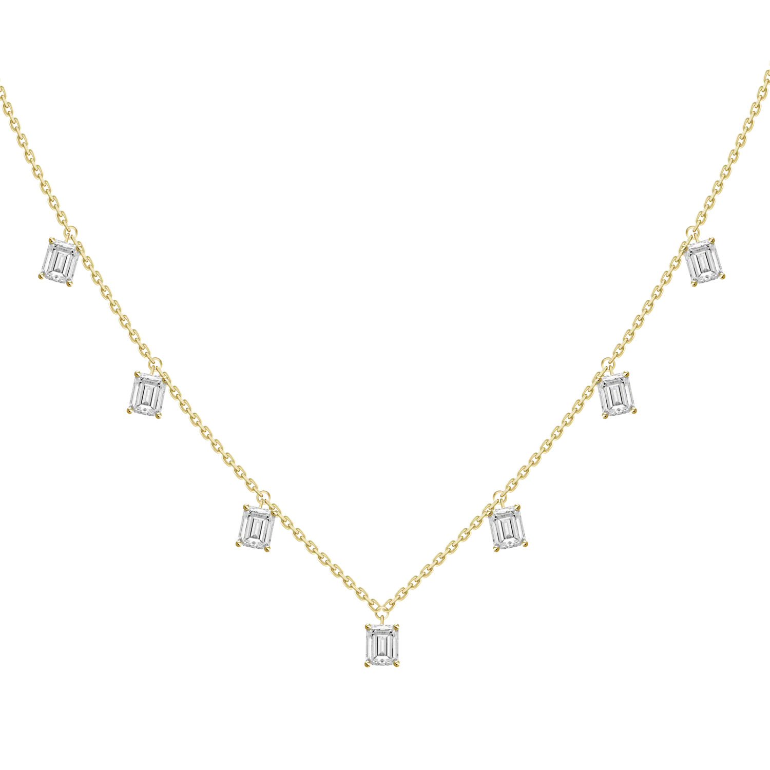 Emerald Diamond Drop Station Necklace
