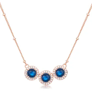 Emily 6mm Round Sapphire CZ Halo Rose Gold Pendant