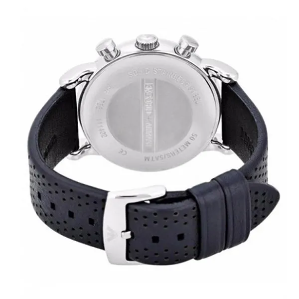 EMPORIO ARMANI Blue Dial Blue Leather Strap Chronograph Watch For Gents - AR1736