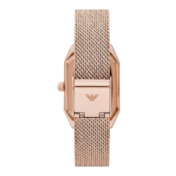 EMPORIO ARMANI Gioia Rose Gold Mesh Bracelet Rose Gold Dial Quartz Watch for Ladies - AR11347