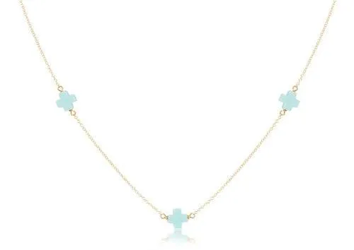 Enewton - choker simplicity chain gold - signature cross turquoise