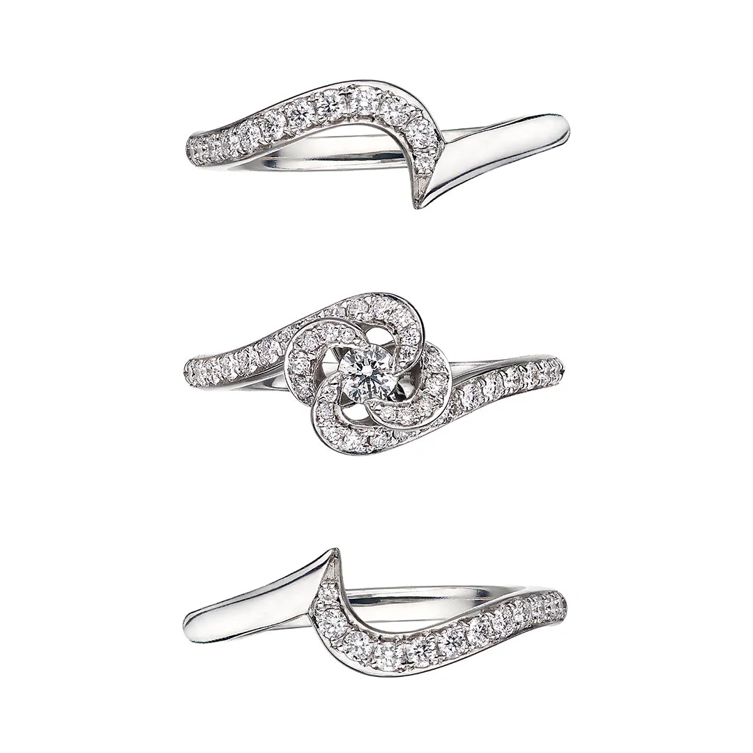 Entwined Petal10 Engagement Ring - 18ct White Gold & 0.34ct Diamond