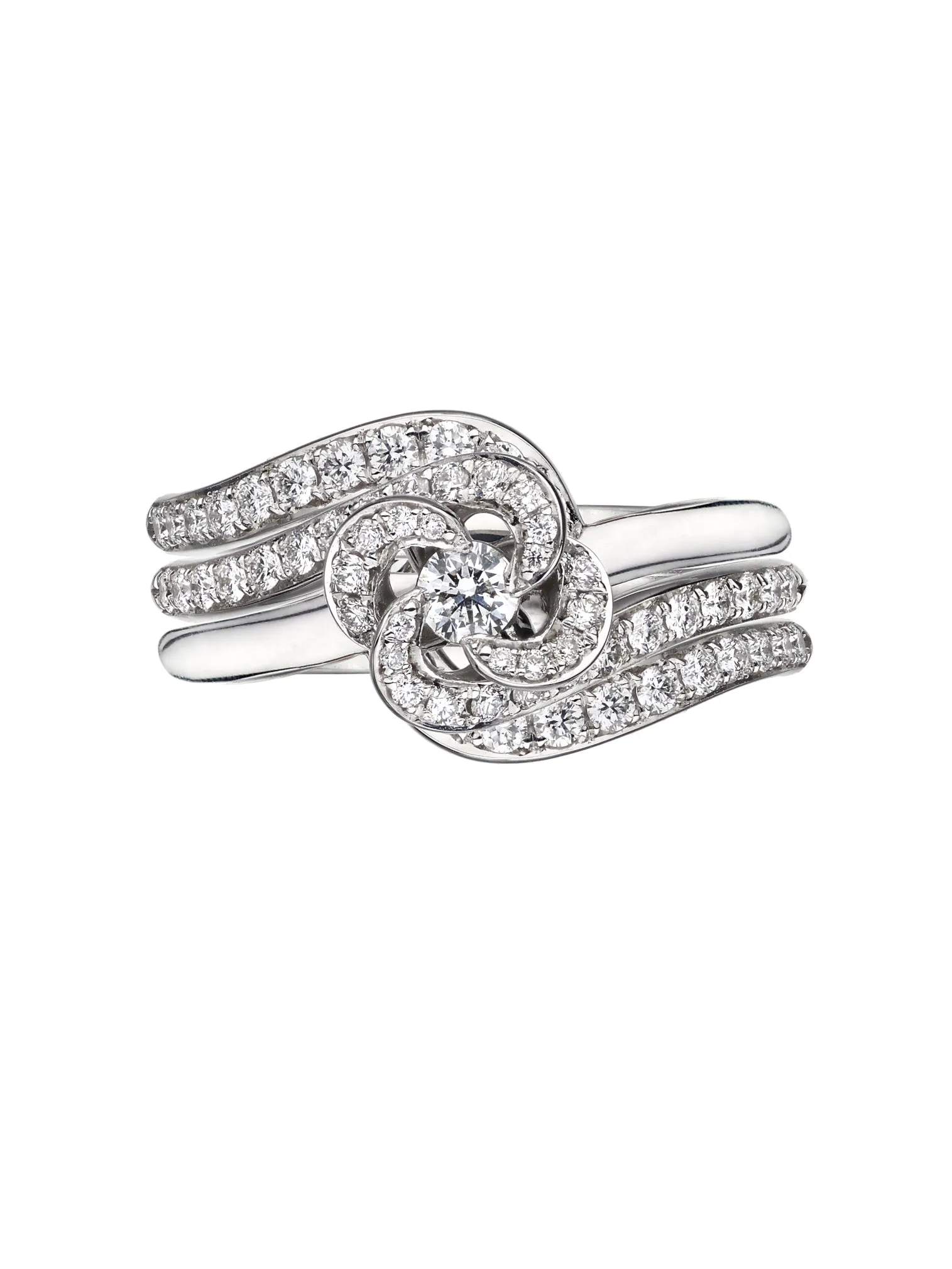 Entwined Petal10 Engagement Ring - 18ct White Gold & 0.34ct Diamond