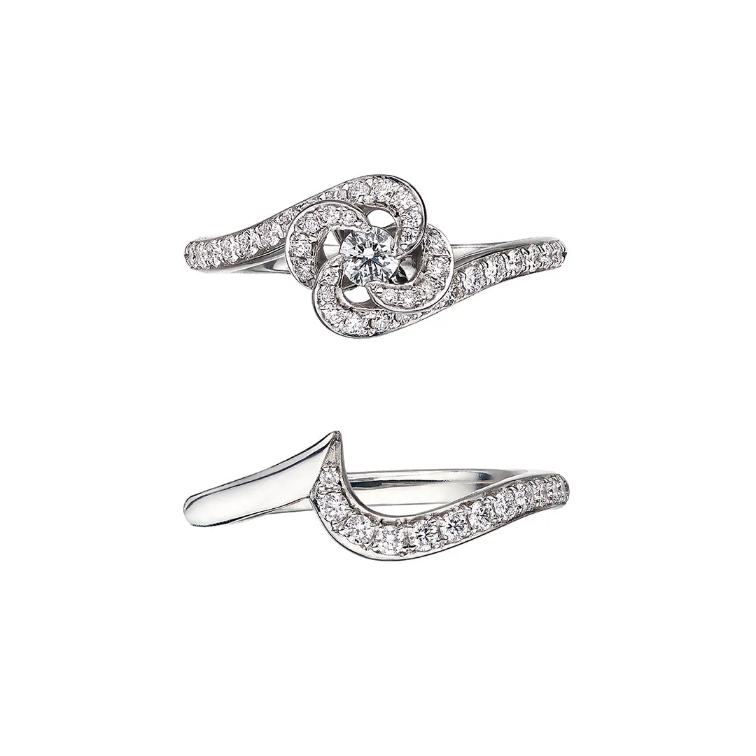 Entwined Petal10 Engagement Ring - 18ct White Gold & 0.34ct Diamond