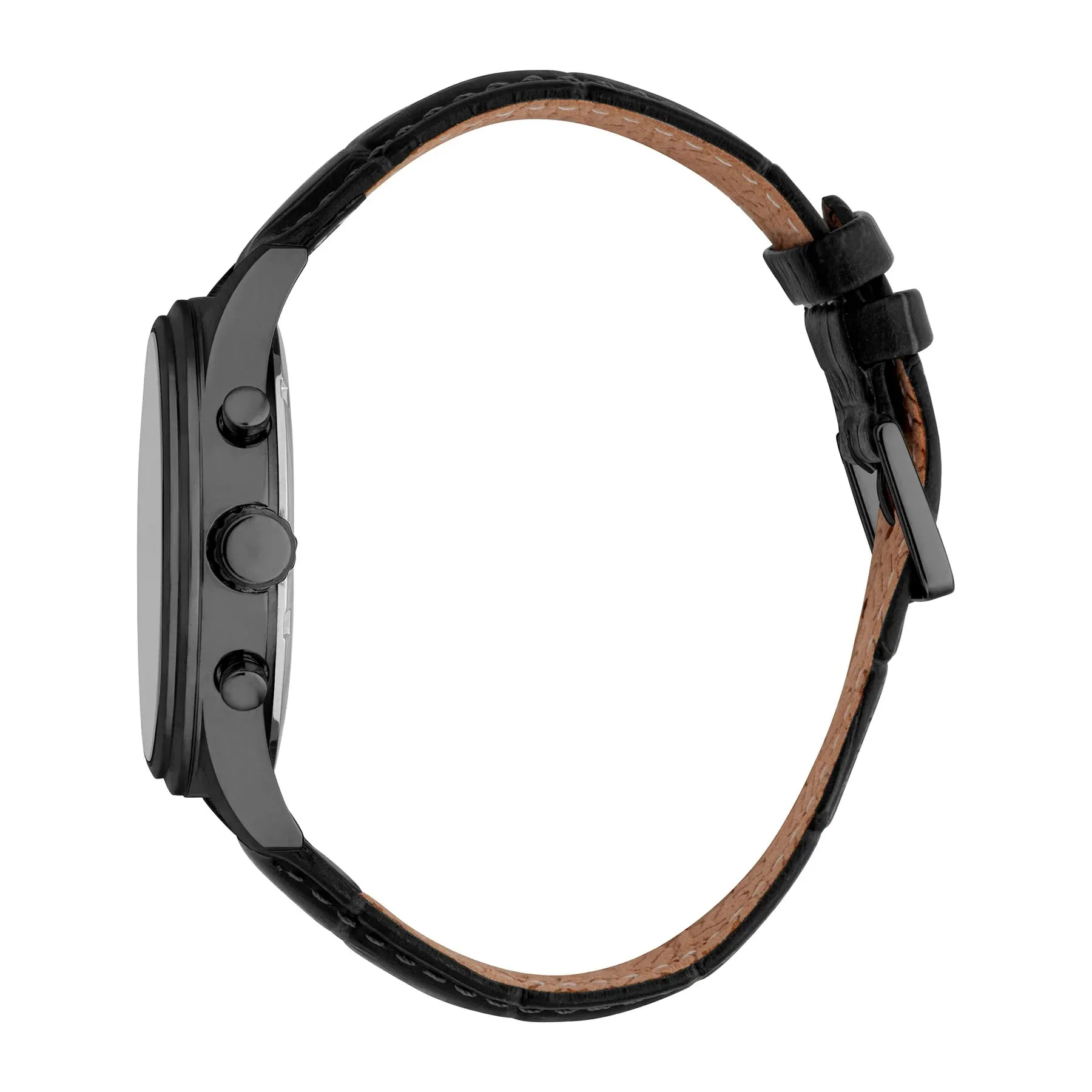 ESPRIT Jack Chronograph Gents Black Dial Black Stainless Steel Case Black Leather Strap Watch