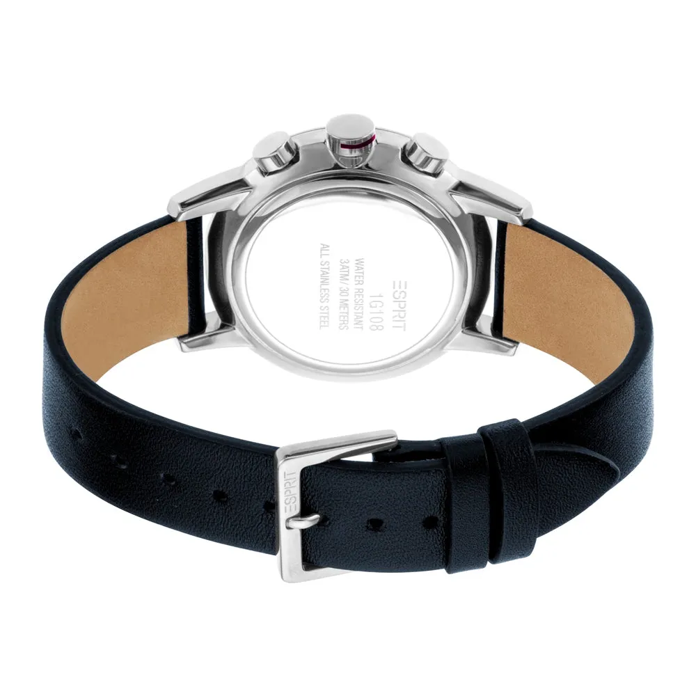 Esprit Men's Chronograph Stainless Steel Watch Blue Dial & Black Strap