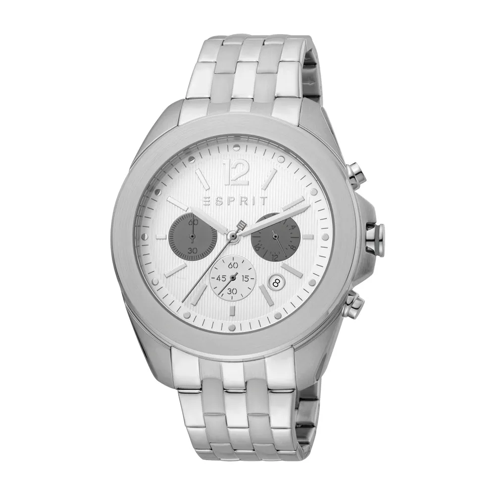 Esprit Men's Stainless Steel Chronograph Watch With White Dial
