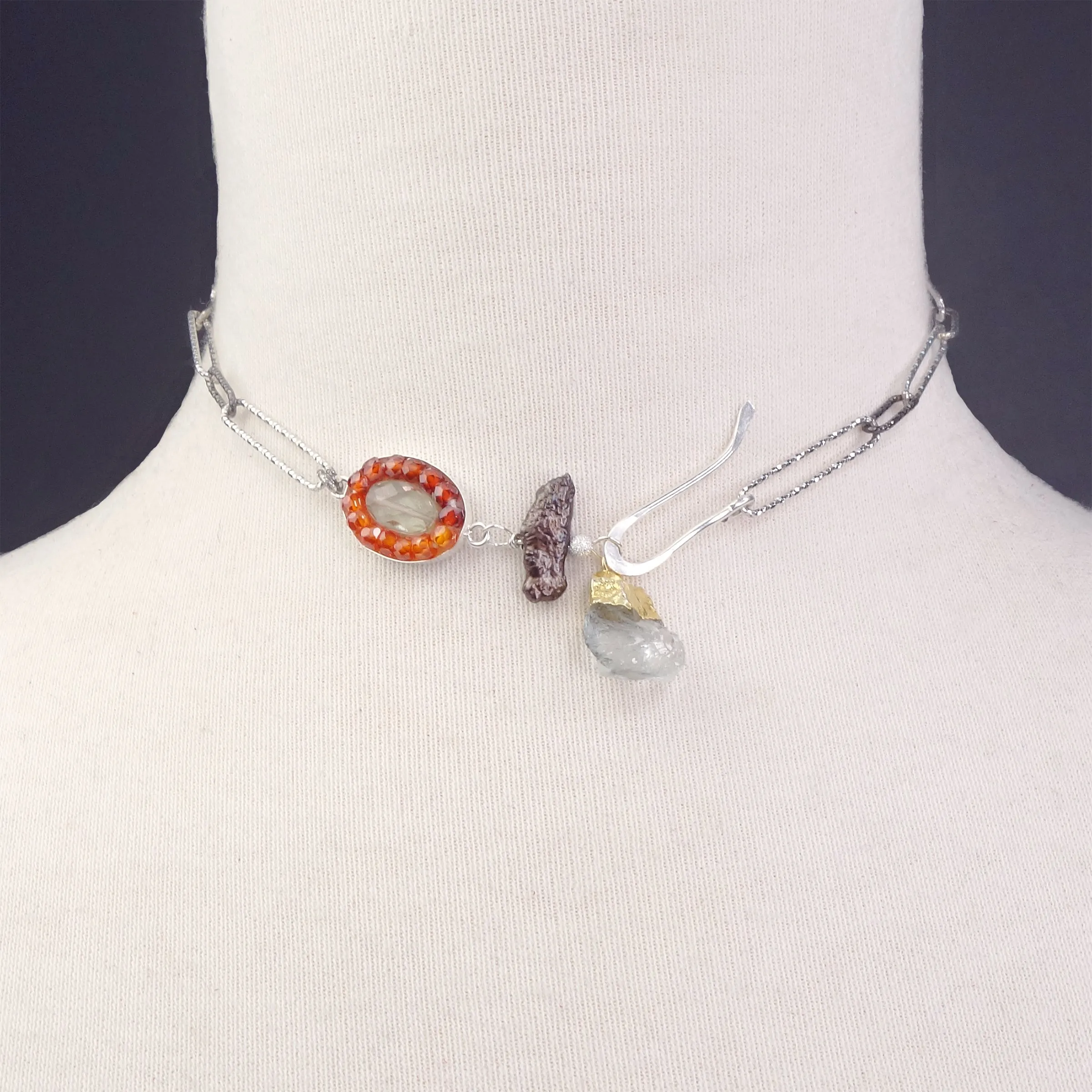 Eternal Flame: carnelian   presiolite mosaic wrap bracelet/necklace