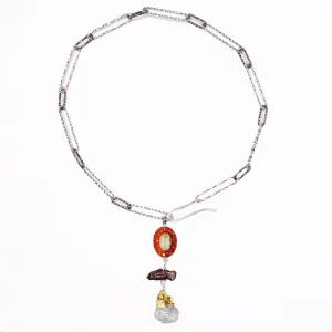 Eternal Flame: carnelian   presiolite mosaic wrap bracelet/necklace