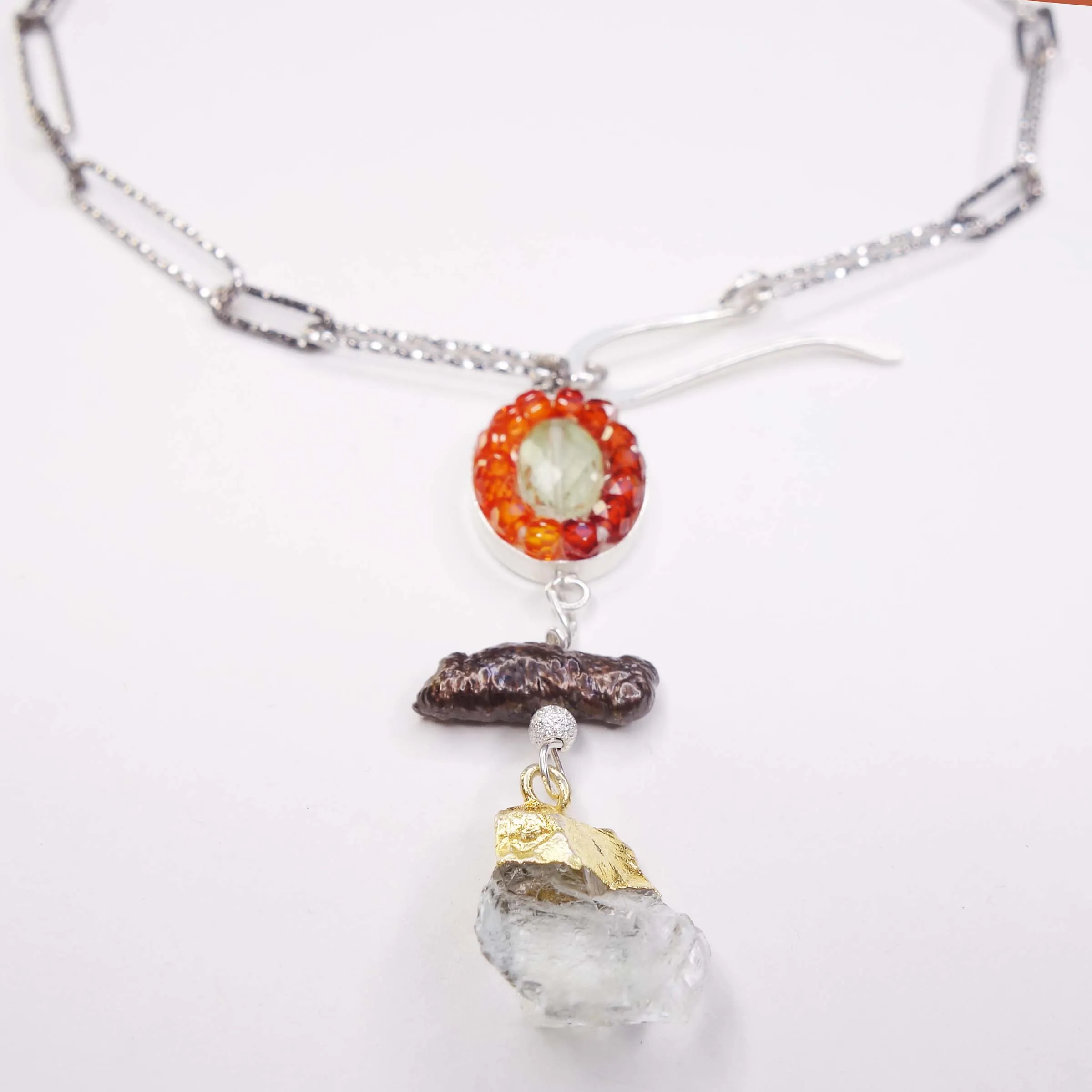 Eternal Flame: carnelian   presiolite mosaic wrap bracelet/necklace