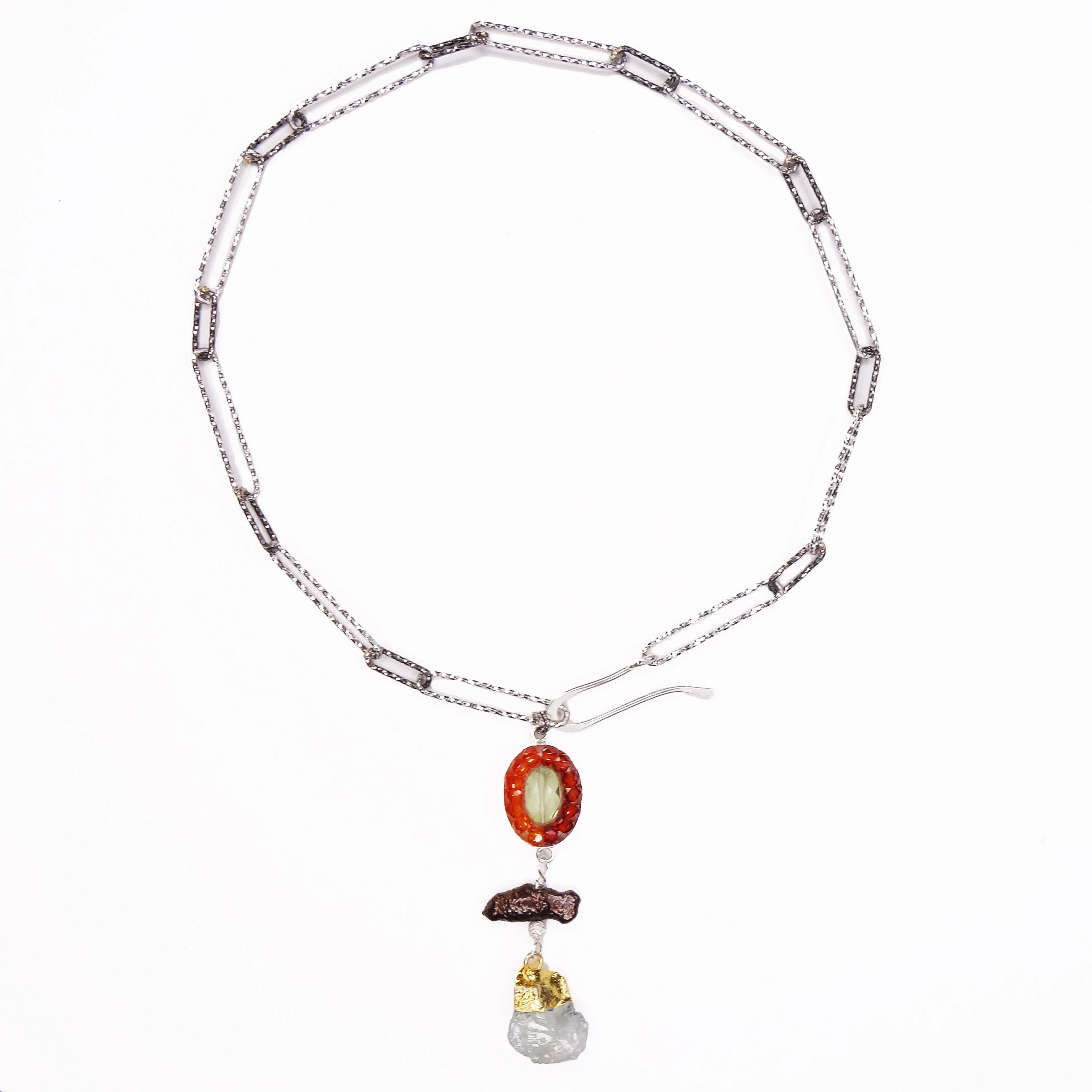 Eternal Flame: carnelian   presiolite mosaic wrap bracelet/necklace