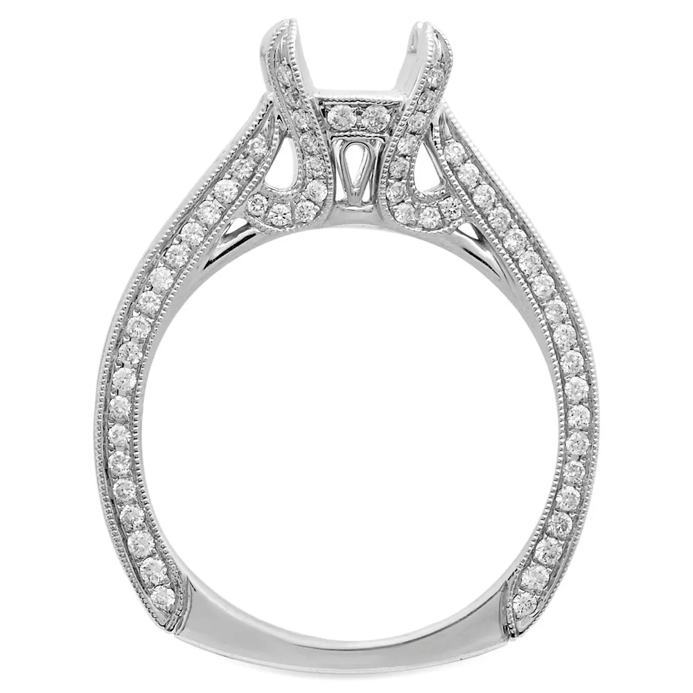 European Shank Baguette Diamond Setting in 18K White Gold