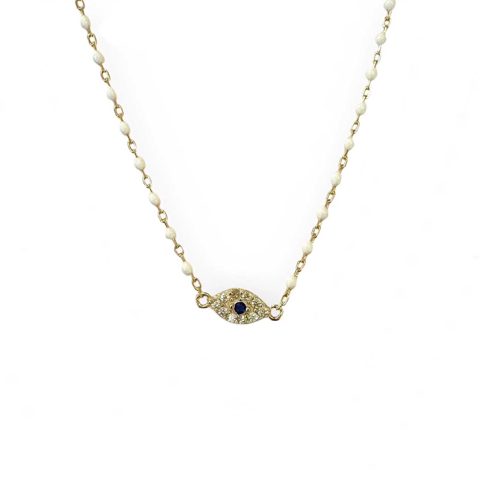 Evil Eye Color Beaded Enamel Chain Choker