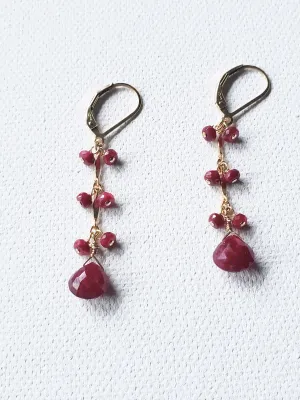 Faceted Ruby Teardrop Earrings on 14Kt. Gold-filled Lever Back