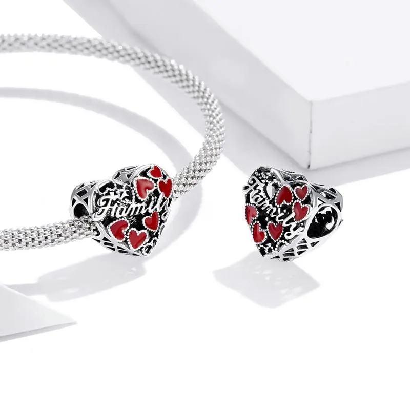 Family Red Hearts Charm