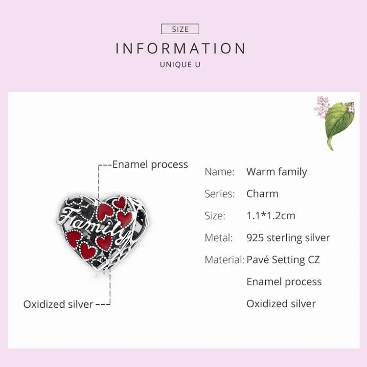 Family Red Hearts Charm