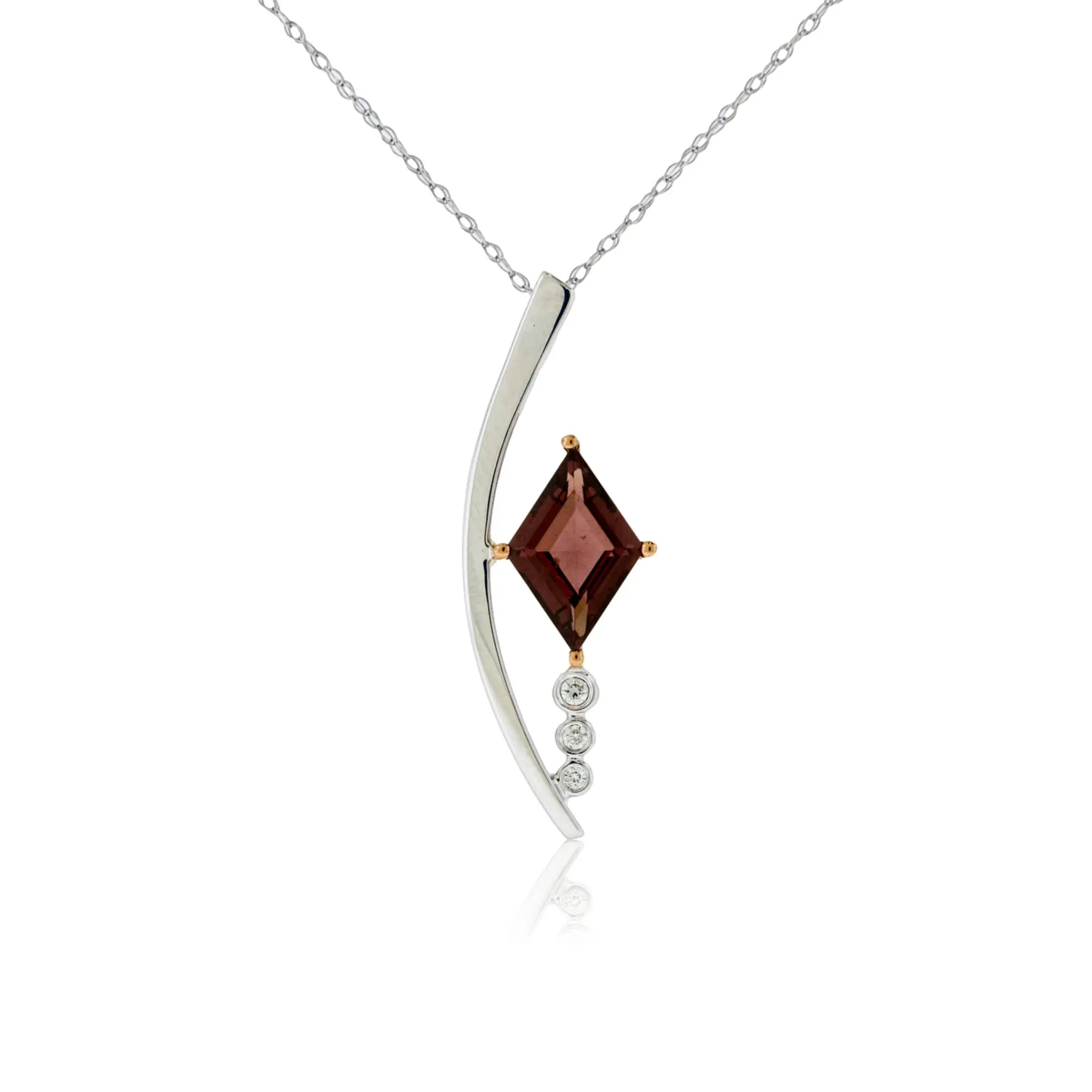 Fancy Cut Garnet & Diamond Accented Pendant