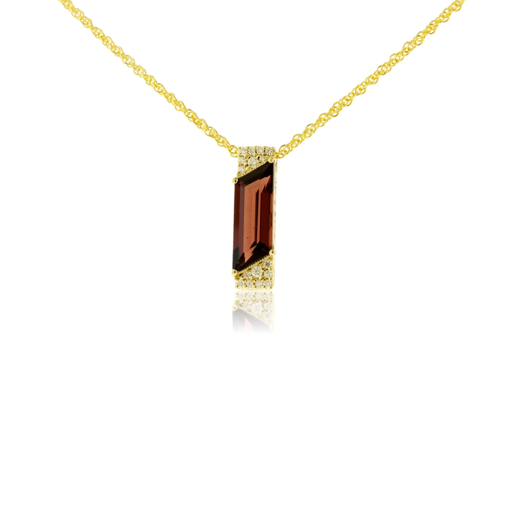 Fancy Cut Garnet & Diamond Accented Pendant