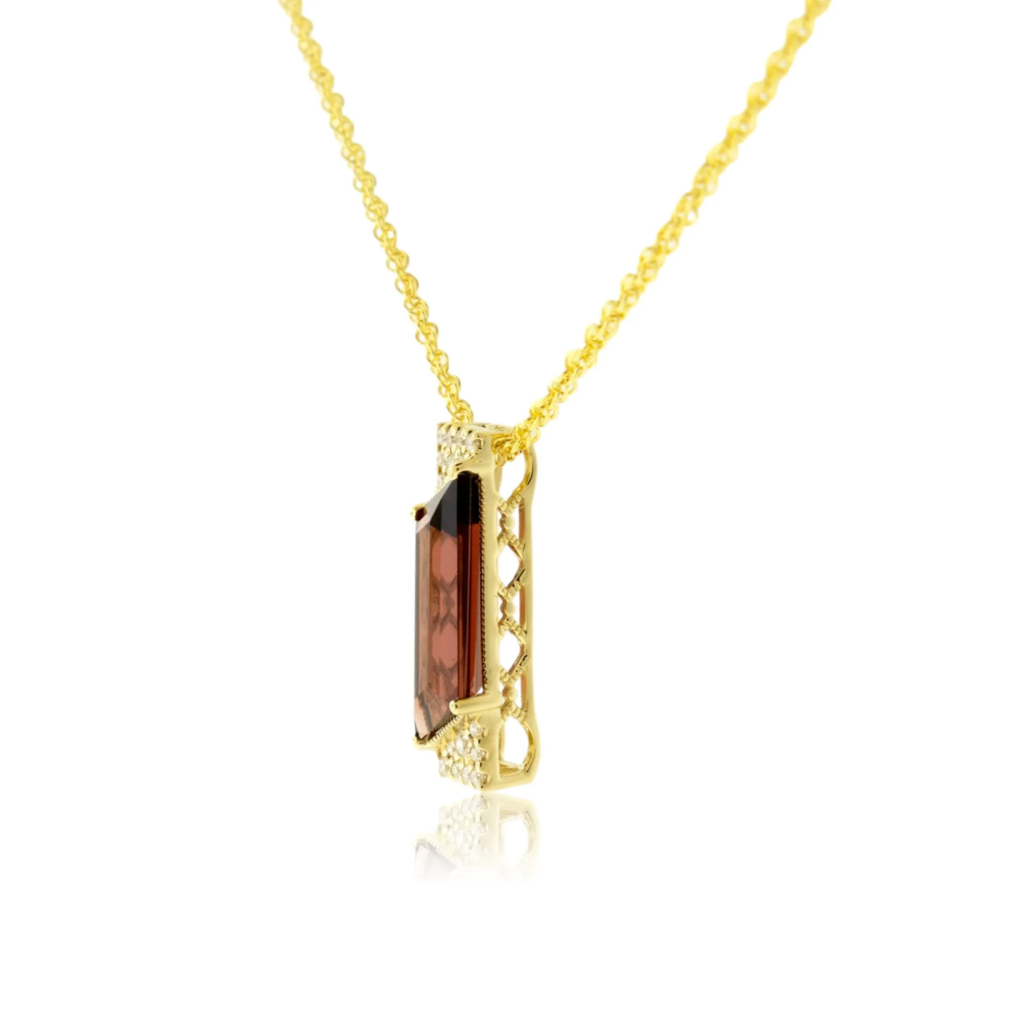 Fancy Cut Garnet & Diamond Accented Pendant