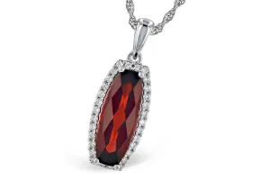 Fancy Cut Garnet & Diamond Halo Accented Pendant