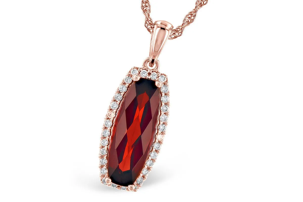 Fancy Cut Garnet & Diamond Halo Accented Pendant